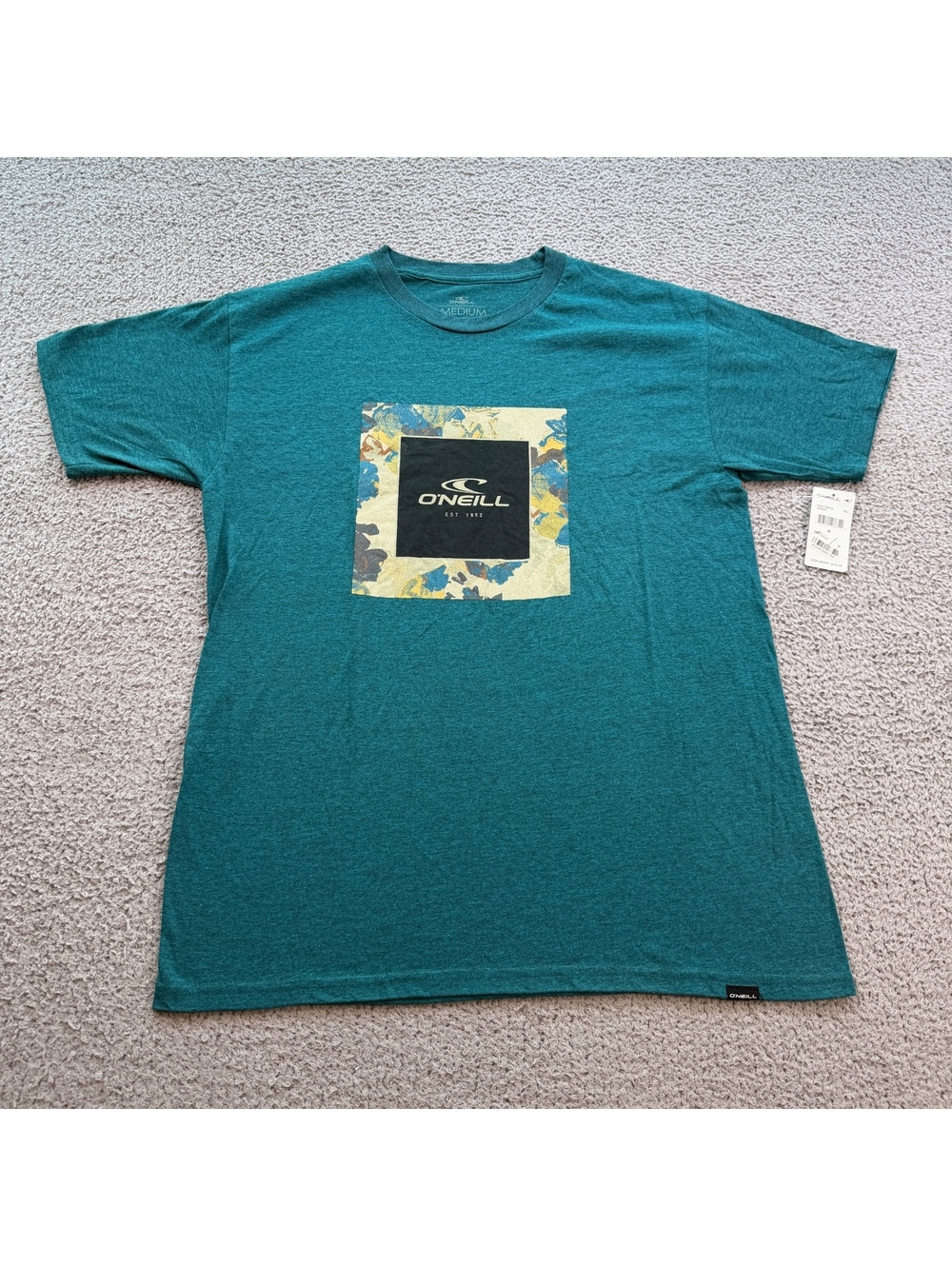 O’Neill Boxer Logo Graphic T-Shirt Men’s Medium Teal Heather NWT Surf Skate Tee